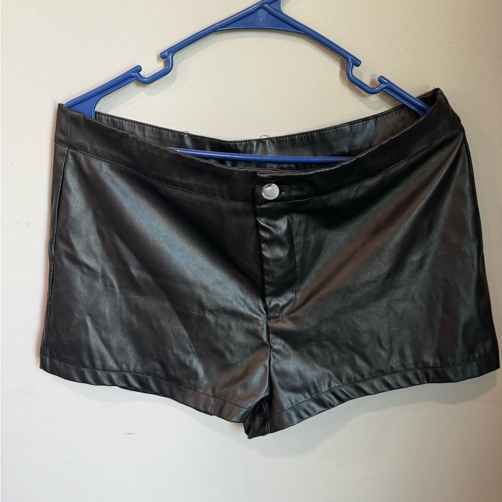 SHEIN Black High Waist Faux Leather Shorts